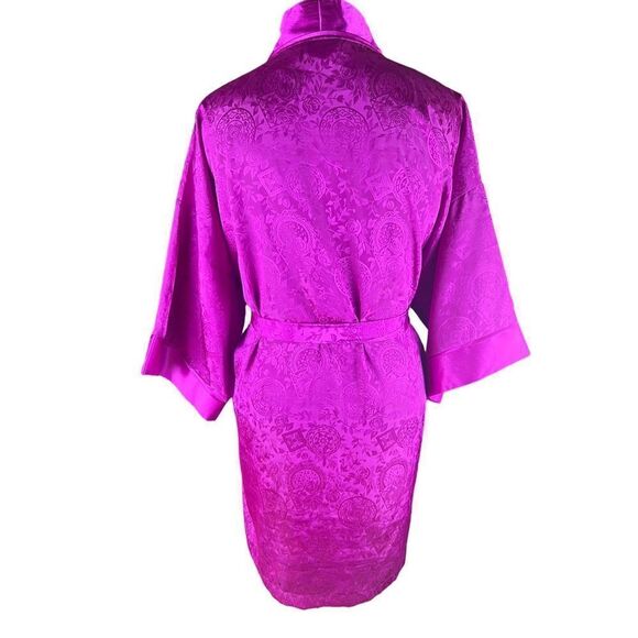 Victoria’s Secret purple fuchsia textured polyester short robe tassels one size - Picture 3 of 5